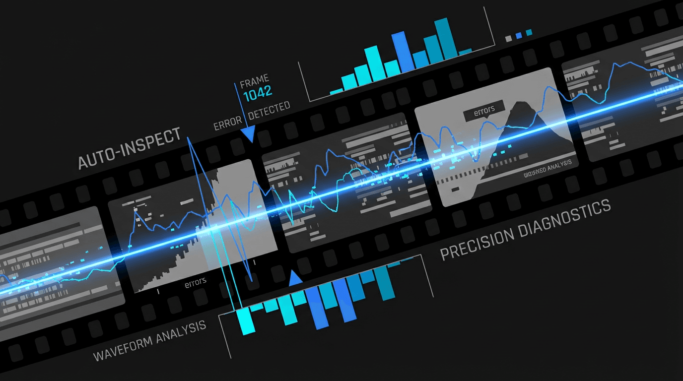 Auto QC automated video inspection — waveform analysis and precision diagnostics